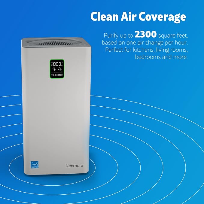 Kenmore Air Purifier with H13 True HEPA Filter, Covers Up to 2300 Sq.Foot