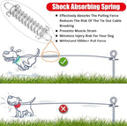 jenico Dog Tie Out Cable, 10/15/20/30/40/50/70/100/150FT Runner Cable with Swivel Hook and Shock Spring, Dog Leash Run Tether for Yard Outdoor and Camping,for Small to Medium Pets Up to 500 LBS