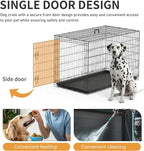 FDW Dog Crate 48-Inch Dog Cage Foldable Metal Kennel with Leakproof Tray Foldable Design Indoor Outdoor Use for XL Large Dogs,Dark Black