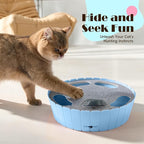 Pawaboo Interactive Cat Toy with Running Mouse, Automatic Track Kitten Toy | Electronic Motion Cat Toy for Indoor Cats, Pop and Play Hide Seek Cats Toys Hunting Mouse for Kitty Play Exercise, Blue