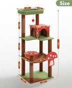 MUTTROS Mushroom Cat Tree Tower with Removable Scratcher, Large Hammock, Condo, Perch, 3 Sisal Posts – Multi-Level Cat Tree for Indoor Cats, Cute Cat Tower for Small Space Homes