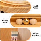 Sisal Cat Scratcher Pad, Wooden Interactive Cat Puzzle Toy | Sisal Scratching Pad with Ball, Kitten Mental Stimulation, Self Play, Home Enrichment, Physical Exercise, Natural Sisal