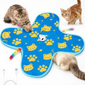 Interactive Cat Toys for Indoor Cats, Rechargeable Hide & Seek Toy | Touch Activated, 3 Speed Modes, Realistic Bird Chirps, 10-Min Auto Shutoff, Hidden Feather Wand for Bored Adult Cats, Blue