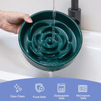 8.25'' Ceramic Slow Feeder Dog Bowls - Petal Shape Modern Dog Food Dish for Medium and Large Breeds, Puzzle Maze Bowl to Slow Down Eating, Anti-Gulping, Dishwasher & Microwave Safe, Green