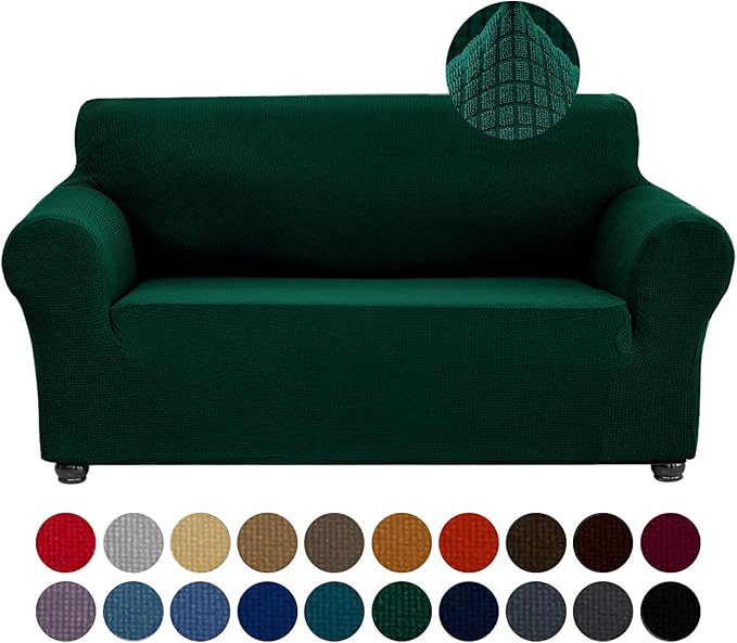 Joccun Stretch Loveseat Couch Cover Slipcover, Hunter | 1-Piece Sofa Cover (55"-78"), 2 Cushion Spandex Jacquard Washable Furniture Cover for Living Room,Kids,Pets