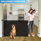 55" Wide Retractable Baby Gates for Doorways, Retractable Dog Gate, Black | Indoor & Outdoor, Space-Saving, Easy One-Hand Operation, Safety Lock, Durable Mesh, Easy Install, for Stairs/Hallways/Decks
