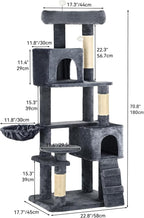 YITAHOME 70.8 inch Cat Trees for Large Cats | Cat Tower with Scratching Post, Hammock