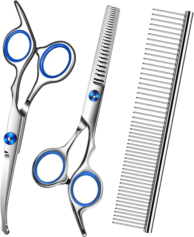 Pet Hair Clippers Scissors Set,Dog Grooming Scissors Kits with Safety Round Tips, Heavy Duty Stainless Steel Pet Shears for Cats Dogs