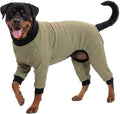 LovinPet Big Dog Pajamas, Cotton Brown and Green Stripe Dog Shirt, Stop Shedding for Dogs, Pet Pajamas for Dogs, UV Protection, Pitbull Clothes, Pet PJ's, M