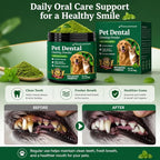 Dog Teeth Cleaning Powder – Dog Breath Freshener & Dental Care Powder – Helps Support Clean Teeth, Fresh Breath & Healthy Gums – No Brush Plaque & Tartar Support for Dogs & Cats, 150g