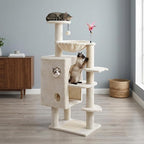 HUITREE 45in Cat Tree Tower with Big Condo for Indoor Cats,Cat Tower with Scratching Post,Scratching Board and Cat Toys,Multi-Level,Small Space,Transformer Cat Tree (338B)