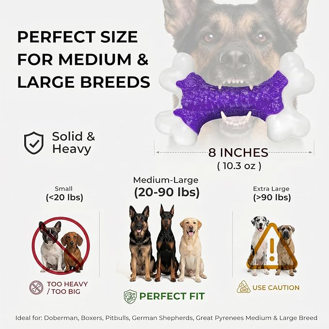 Kseroo Indestructible Dog Toys for Aggressive Chewers: Bacon Flavored Hard Nylon Bone Chew Toys, Tough Dog Chew Toys for Large Dogs, Dog Toys to Keep Them Busy for Medium Large Breed, Purple