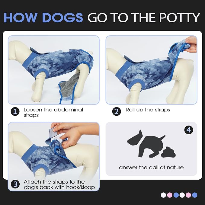 FUAMEY Recovery Suit for Dogs After Surgery,Soft Breathable Dog Bodysuit | E-Collar & Cone Alternative Surgical Suit,Male Female Dog Neuter Spay Suits Anti Licking Wounds Onesie Blue Tie Dye S