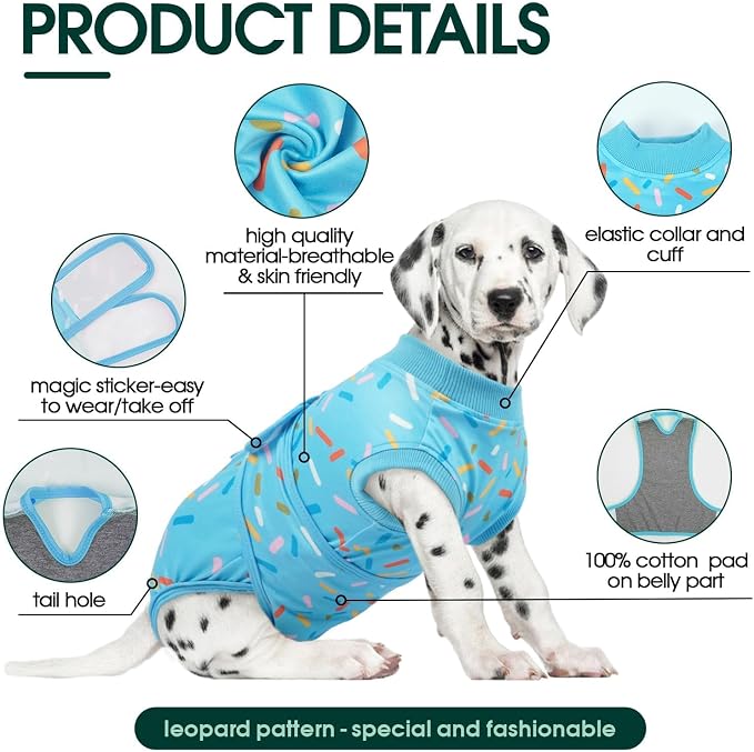 Kuoser Dog Surgery Suit, Dog Surgery Suit Male Neuter, Comfy Doggie Recovery Suit Doggie Onesie, Post-Op Onesie for Female & Male Dogs, Soft Protective Wear, BlueRibbon XL