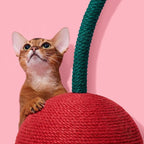 VETRESKA Cherry Cat Scratching Post, 22.64" Tall Cat Scratcher with Jute Rope Ball, Vertical Cat Scratch Post Claw Scratchers for Indoor Cats, Kitten Supplies | Vertical Cat Scratch Post Claw Scratchers for Indoor Cat and Kitten