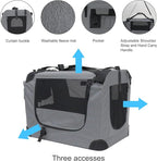 Prutapet Large Cat Carrier 24"x16.5"x16.5" Portable Dog Crate for Small Medium Dogs Collapsible Traveling Pet Crate with Collapsible Bowl