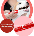 Pet Toothbrush for Dogs, Cats with Soft Bristles - Easy Teeth Cleaning & Dental Care, Non Slip Dual Head Dog Toothbrush for Medium & Large Pets, Toothpaste Not Included, Pack of 4 Multi
