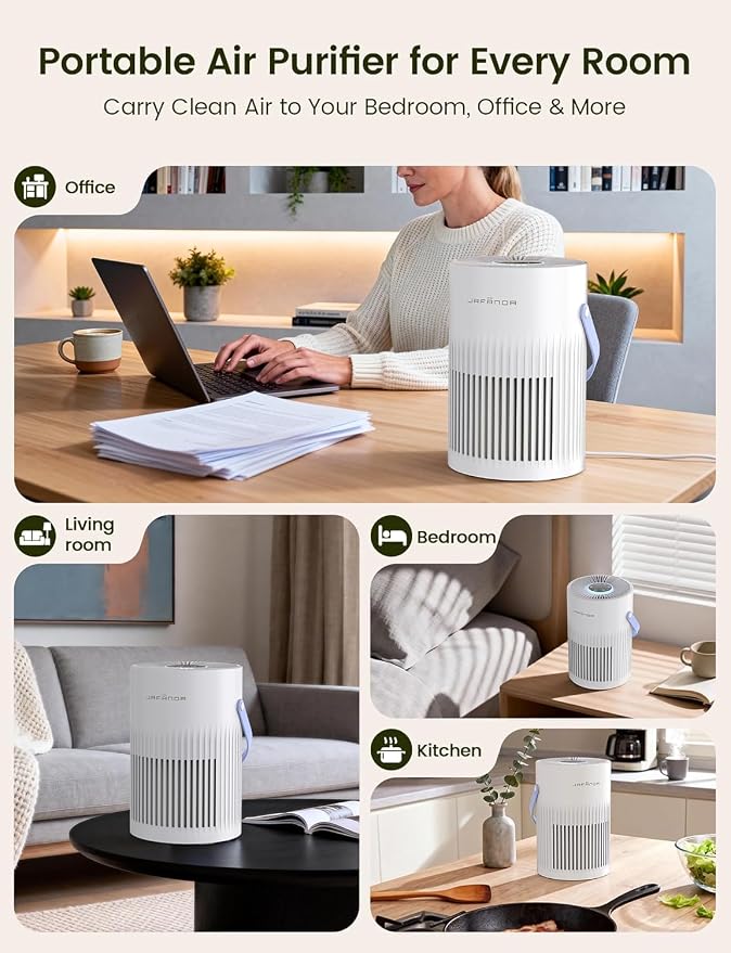 Air Purifiers for Home, 3-in-1 HEPA Filter Air Purifier for Bedroom with 20dB Ultra-Quiet Sleep Mode, Multi-Speed Air Cleaner with 360°HEPA Air Filter for Pollen, Smoke, Dust, Pet Dander