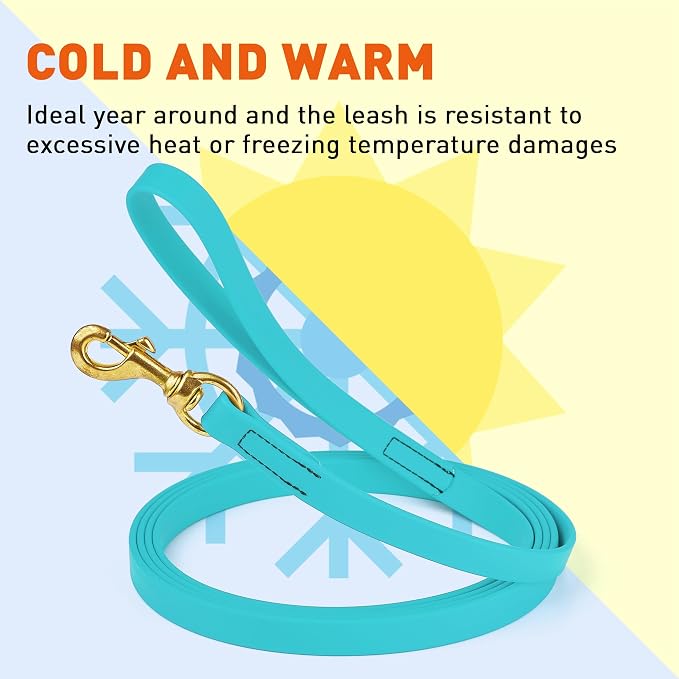 Viper Biothane K9 Working Dog Leash Waterproof Lead for Tracking Training Schutzhund Odor-Proof Long Line with Solid Brass Snap for Puppy Medium and Large Dogs, 10ft Sky Blue