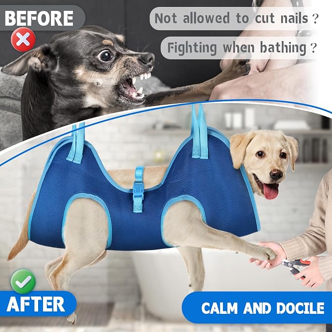Supet Cat Grooming Hammock, Dog Hanging Harness for Nail Trimming Doorframe, Pet Holder Restraint for Clipping Nails, Pet Hoist Sling for Cutting Nails, Ear & Eye Cleaning, Medicine at Home (2XS)