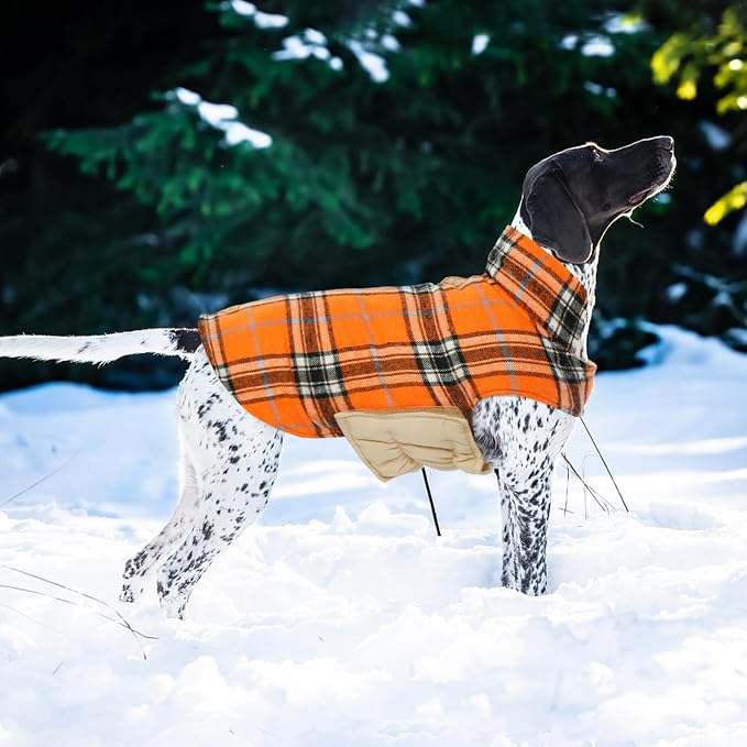 Kuoser Warm Dog Coat, Waterproof Dog Jacket for Extra Large Dogs,Orange 2XL | Adjustable Durable XXL Doggie Winter Coat Reversible Puppy Cold Weather Apparel from Small to Large Breed