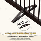 PUPETPO Freestanding Pet Gates with Walk Through Door, Dog Indoor Fence, Dog Gate for The House, Doorway, Stairs, Extra Wide Pet Gate, Support Feet Included, 120 Inch Wide, 6 Panels 24" Tall, Brown