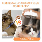 Cat Steam Brush for Cats & Dogs,3-in-1 Self Cleaning Pet Grooming Brush with One-Click Hair Release Button, Anti-Static Deshedding & Detangling Cat Hair Brush, Stainless Steel Bristles,Long/Short Hair