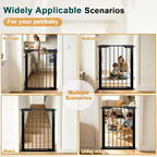 Fairy Baby 36" Tall Narrow Baby Gate 22.8"-25.5" Wide for Small Doorways | Narrow Pet Gate for Small Stairs, Auto-Close Pressure Mounted Metal Dog Gate, One-Hand Open Safety Child Gate No Drill, Black