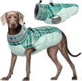 FUAMEY Dog Jacket for Large Dogs Warm Dog Jackets with Harness Built in | Dog Winter Jacket Cold Weather Snow Puppy Vest Water-Resistant Zip up Dog Fleece Jackets High Visibility Green Plaid XXXL