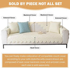 Cotton Quilted Dog Couch Cover for Sofa Farmhouse Rustic Embroidery Sectional Couch Cover Soft Anti-Slip Sofa Slipcover Furniture Protector for Kids, Pets (Ivory,28"x70")