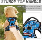 BARKBAY No Pull Dog Harness Front Clip Heavy Duty Reflective Easy Control Handle for Large Dog Walking(Blue camo,XL)