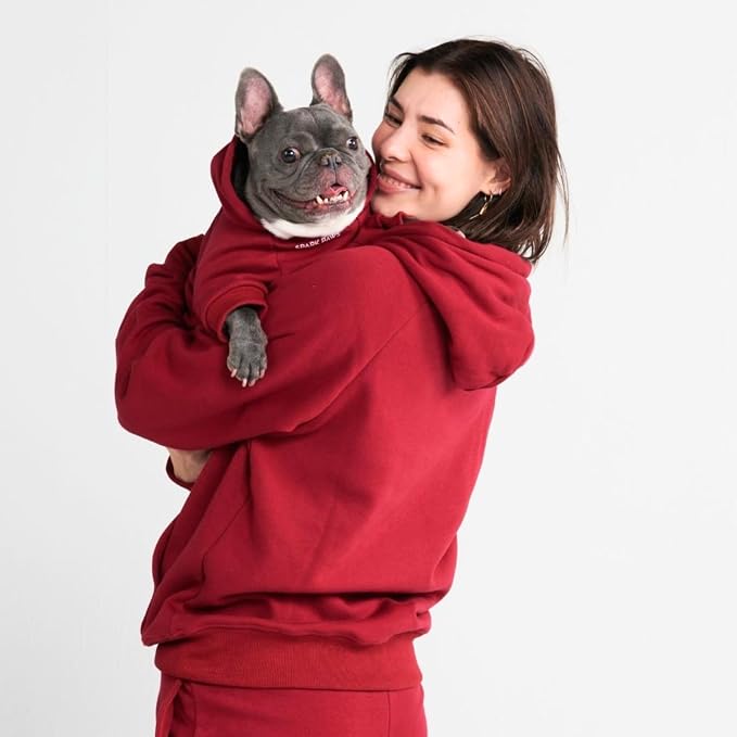Spark Paws Dog Hoodie – Premium Dog Sweater for Small, Medium, and Large Dogs | Warm Outfits for French Bulldogs, Pitbull, Puppy, Winter Jacket Alternative - Burgundy - S