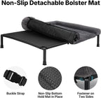 Veehoo Elevated Dog Bed with Fluffy Plush Bolster Cushion, Dog Couch Bed | Cooling Raised Dog Bed for Large Dogs, Washable Orthopedic Pet Cot with Removable Mat, Breathable Mesh, Non-Slip, 45", Grey