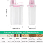 TBMax Rice Container 2 Pack 5 Lbs Cereal Container Storage, Kitchen Pantry Food Storage Holder with Cup, Small Pet Dog Cat Food Container -Pink