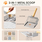 Stainless Steel Litter Box, 17.4'' x 13.5'' x 8.5'' Metal Kitty Litter Box for Small Cats Kitten High Sided Litter Boxs with Scoop Open Top Low Entry Easy to Clean Non-Sticky Anti-Leakage