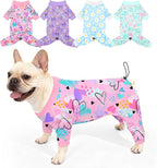 Bienbee Dog Pajamas, 4 Pack Adjustable Onesies for Small to Large Dogs L | Dog Shedding Suit with Soft Fabric, Breathable & Stretchy, and Adjustable Back Length for Sleeping Lounging and Daily Use