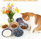 Ceramic Cat Food Bowls, 6 Pack 5.7-in Non-Slip Cat Dishes for Food, Water | Food-Safe Ceramic, Shallow Whisker-Friendly Plates For Wet Meals, Kibble, Multi-Cat Homes, Dishwasher And Microwave Safe