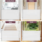 78" Retractable Extra Wide Baby Gates for Stairs, Long Mesh Dog Gate | Indoor Outdoor Pet Gate for Large Openings, Ideal for Doorways Hallways Kitchens Decks & Porches, 34" Height, White