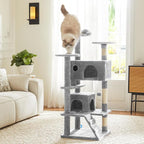 54 Inch Cat Tree Tower with Scratching Post, Light Grey | Multi-Level Cat Tower with Condo and Climbing Ladder, Play Toy Balls House for Indoor Cats