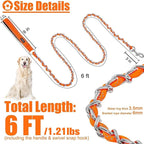 HOMIMP Chew Proof Dog Leash for Medium Large Dogs, Reflective 6 FT Heavy Duty Metal Chain Dog Leashes with Soft Padded Handle, Anti Bite Durable Rope Leashes for Pitbull, Non Chewable