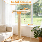54" Tall Cat Scratching Post with Window Perch | White Fluffy Cushion, 3-Thickened Sisal Roman Columns, Drill-Free Suction Cup, Elevated Privacy Hammock, 60 LBS Capacity