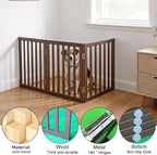 Dog Gate Indoor, Freestanding Dog Fence for The House, Doorways, Hallways,or Stairs,Pet Gate Foldable Wooden,Expandable 32" Height 3 Panels,Brown