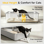 Stainless Steel Cat Litter Box for Kitten, Kitty & Senior Cats Pan | Metal Litter Box , Open Top Low Entry Litter Pan, Non-Stick Easy Clean Anti-Scratch Kitty Cat Box for Indoor Cats, Single Pan