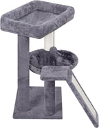 YOUPET Cat Tree with Cat Scratching Post for Indoor Cats, Cat Tower with Scratching Board and Playful Toy Balls, Cat Tree Tower with Cozy Hammock,Grey