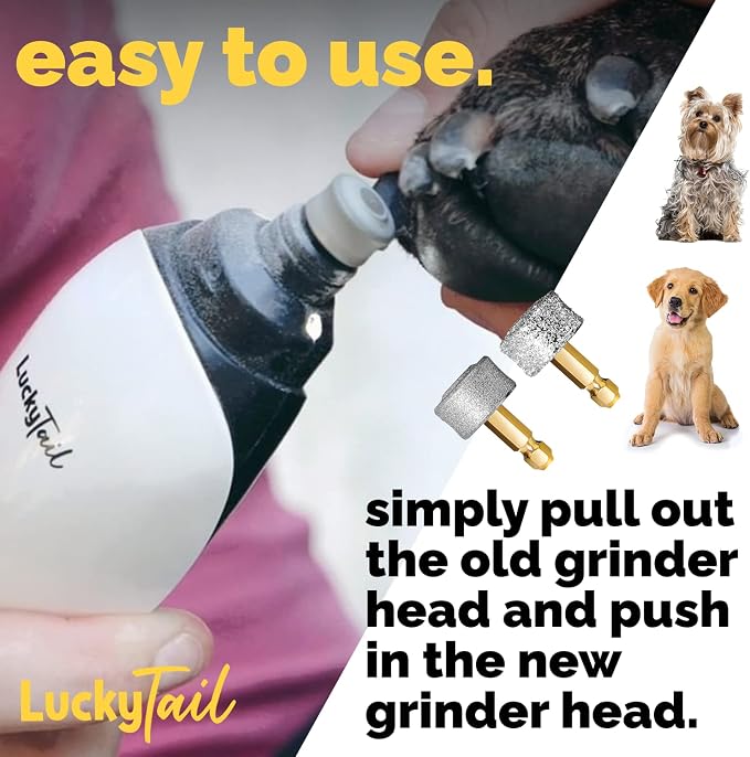 Dog Nail Grinder - Hard & Soft Replacement Heads - Small & Large Dogs - Premium Quality - Diamond Tip Drill Bit - Professional Dog Nail Trimmers - Grooming Tool kit - 2 Pack