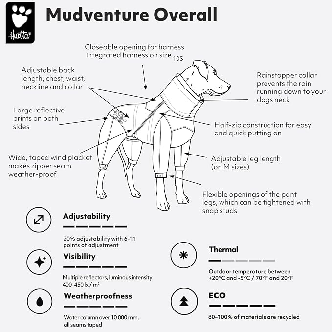 Hurtta Mudventure ECO Dog Overall, Cinnamon, 10S