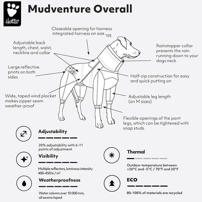 Hurtta Mudventure ECO Dog Overall, Cinnamon, 20M