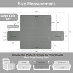 Boho Quilted Pet-Friendly Couch Covers with Pockets, Anti-Slip Aztec Couch Covers for 3 Cushion Couch Sofa, Gray Couch Cover for Dogs Water-Repellent Machine Washable (Large Sofa 68", Gray)