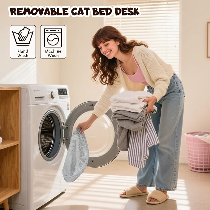 Acools Cat Desk Bed, 90° Foldable Cat Hammock with Clamp, 44 lb Capacity | Cat Desk Hammock with Adjustable Clamp; Desk Cat Bed Attachment Features 18"x18" Washable Soft Fabric and Sturdy Metal Frame
