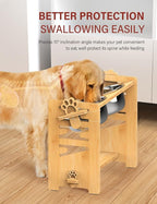 Vantic Elevated Dog Bowls, Adjustable Bowl Stand Large/XLarge, Natural | Bamboo Elevated Feeder with 2 Stainless Steel Bowls, Adjustable Height Stand for Large and Extra-Large Dogs